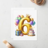 6歳の誕生日おめでとう ノートカード (正面/裏面インサイチュ)