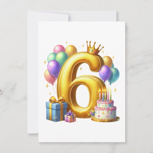 ６歳の誕生日おめでとう 招待状 (正面)