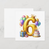６歳の誕生日おめでとう 招待状 (正面/裏面)
