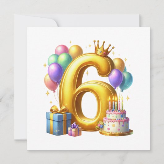 ６歳の誕生日おめでとう 招待状 (正面)