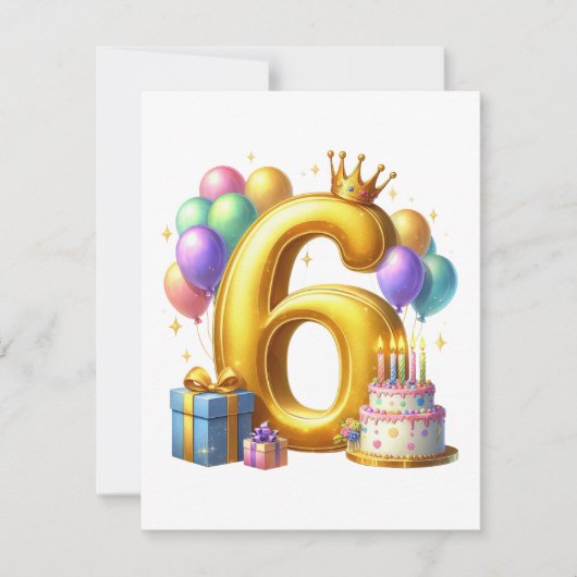 ６歳の誕生日おめでとう 招待状 (正面)