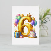 ６歳の誕生日おめでとう 箔招待状 (立ち正面)