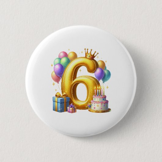 ６歳の誕生日おめでとう 缶バッジ (正面)