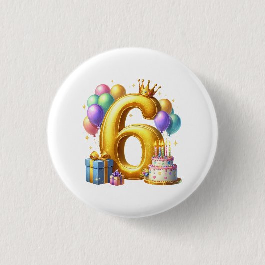 ６歳の誕生日おめでとう 缶バッジ (正面)