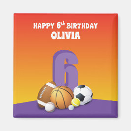 ６歳の誕生日スポーツ女子ギフト マグネット