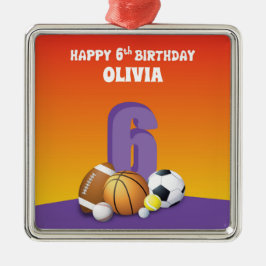 ６歳の誕生日スポーツ女子ギフト メタルオーナメント
