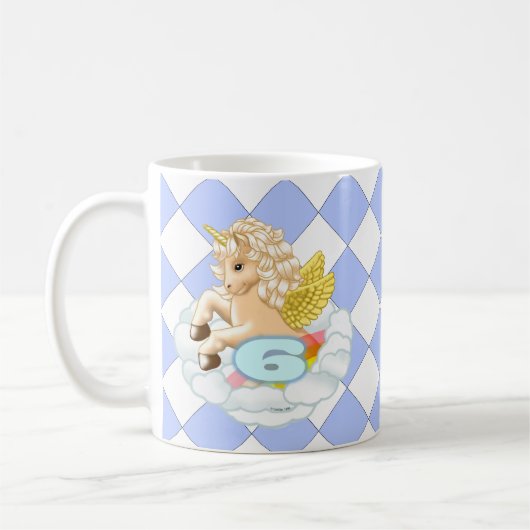 6歳の誕生日ユニコーンマグカップ コーヒーマグカップ (左)