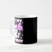 6歳の誕生日ユニコーン猫の女の子 コーヒーマグカップ (正面左)