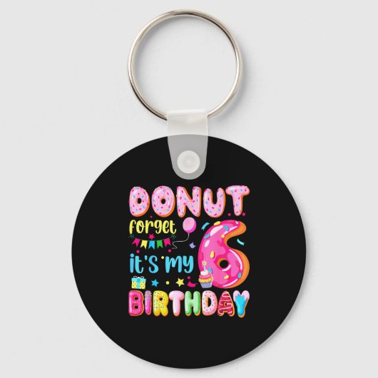 6歳の誕生日 ドーナツを忘れない パン 誕生日 6歳 キーホルダー (正面)