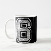 6番の楽しいお揃い67ミーム ハロウィン6歳の誕生日 コーヒーマグカップ (左)