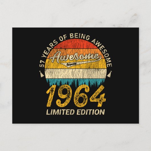 61歳 1964 レトロ かっこいい 61歳の誕生日 プレゼント ポストカード (正面)