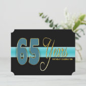 ６５歳の誕生日パーティーご招待　アクア／ブラック 招待状 (スタンド正面)