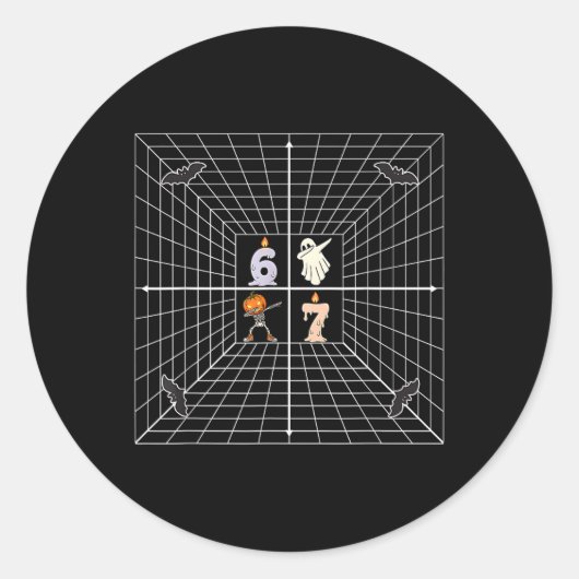 ６７座標 笑える数学教師のミーム 科学 ハロウィン ラウンドシール (正面)