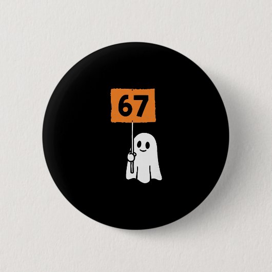６７ ミーム ユーモア 6-7 楽しい 六 七 ハロウィン 缶バッジ (正面)