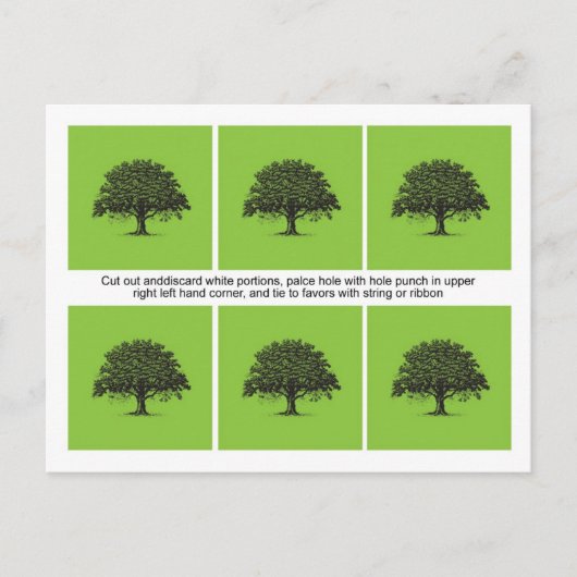 ６　春　ツリー　グリーン/ブラック　ウェディング　ギフト　タグ ポストカード (正面)