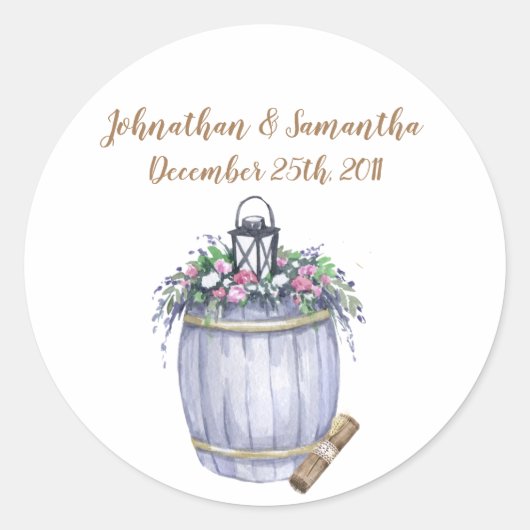 6-3” おまかせステッカー サマーカントリーウェディングラスト ラウンドシール (正面)