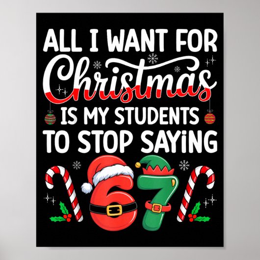 「6-7」って言ってる学生たち 面白い先生 クリスマス ポスター (正面)