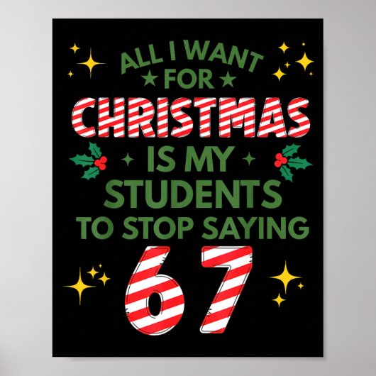 「6-7」冗談を言う学生 67 6と7 おもしろい先生 クリスマス ポスター (正面)