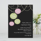 ６×８ピンク＆グリーンの紙のランタン ウェディング招待状 招待状 (スタンド正面)