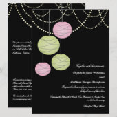 ６×８ピンク＆グリーンの紙のランタン ウェディング招待状 招待状 (正面/裏面)