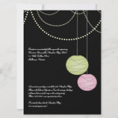 ６×８ピンク＆グリーンの紙のランタン ウェディング招待状 招待状 (裏面)