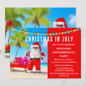 ７月のクリスマス誕生日パーティー 招待状 (正面/裏面)