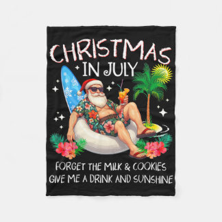 ７月のクリスマス ヤシの木 ビーチ サマー ハワイ フリースブランケット