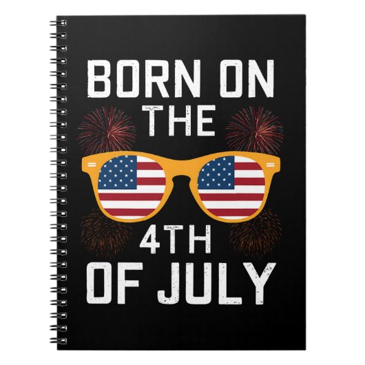 7月4日生まれの誕生日サングラス USA ノートブック (正面)