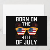 ７月４日生まれの誕生日サングラス USA 招待状 (正面/裏面)