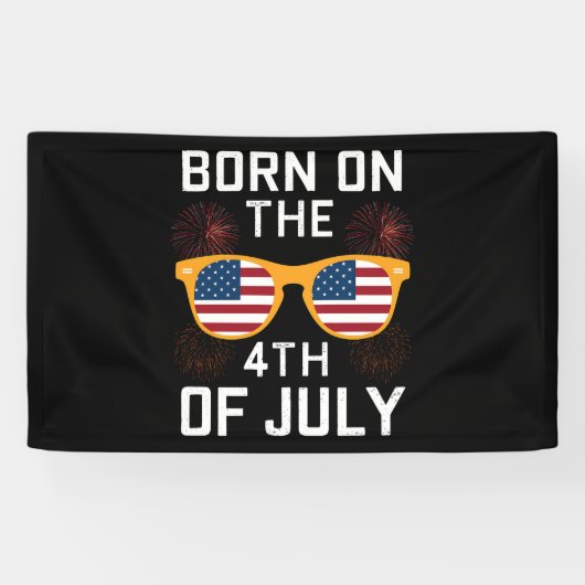 ７月４日生まれの誕生日サングラス USA 横断幕 (横)