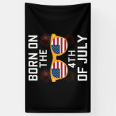 ７月４日生まれの誕生日サングラス USA 横断幕 (縦)