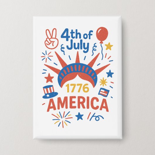 7月4日 アメリカ独立記念日 自由の女神 缶バッジ (正面)