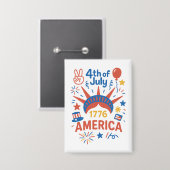 7月4日 アメリカ独立記念日 自由の女神 缶バッジ (正面/裏面)