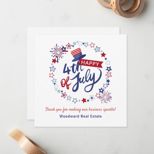 7月4日 |不動産実在お客様の予算に感謝 ノートカード (正面/裏面インサイチュ)