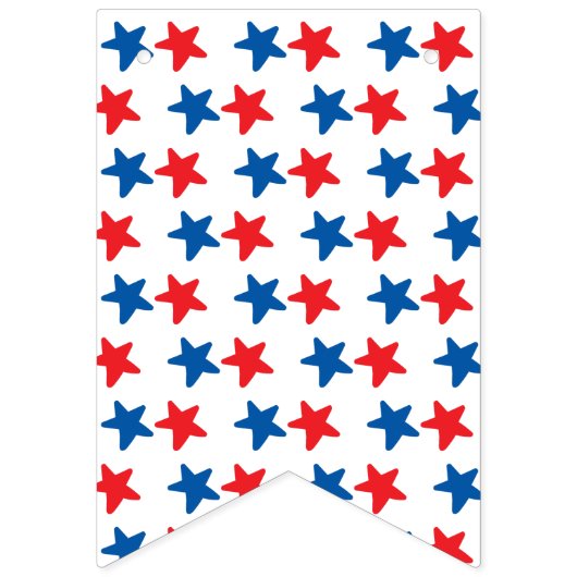 7月4日 |手描きアメリカ国旗と星 バンティングフラッグ (第3の旗)