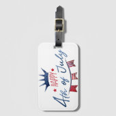 ７月４日 |独立記念日ウォーターカラークリップアート ラゲッジタグ (正面縦)