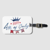 ７月４日 |独立記念日ウォーターカラークリップアート ラゲッジタグ (正面横)