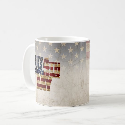 ７月４日 独立記念日 ビンテージ フラグ デザイン コーヒーマグカップ (正面左)