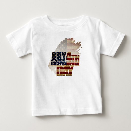 ７月４日 独立記念日 ビンテージ フラグ デザイン ベビーTシャツ (正面)