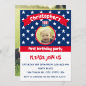 ７月４日 |白と青（赤） |誕生日 招待状 (正面/裏面)