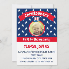 ７月４日 |白と青（赤） |誕生日 招待状