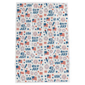 ７月４日 | 米国国旗、花火、星 ミディアムペーパーバッグ (裏面)