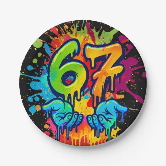 ７歳の女の子の誕生日の紙皿 ペーパープレート (正面)