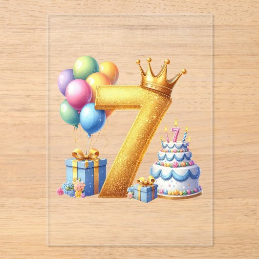 ７歳の誕生日おめでとう アクリル招待状 (正面)