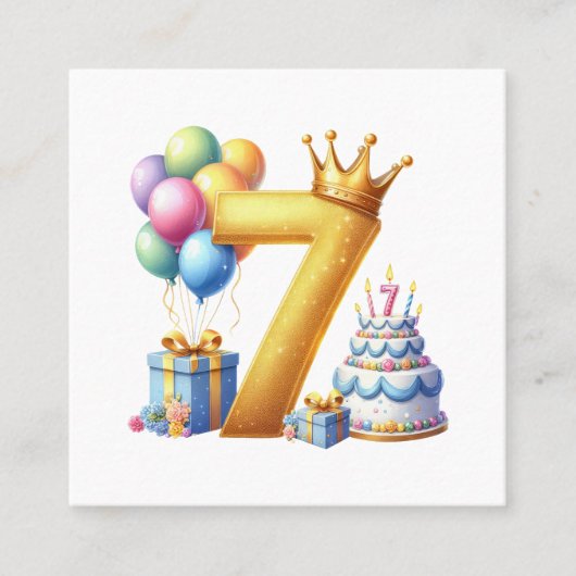 7歳の誕生日おめでとう スクエア名刺 (正面)