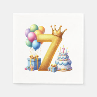 7歳の誕生日おめでとう スタンダードカクテルナプキン