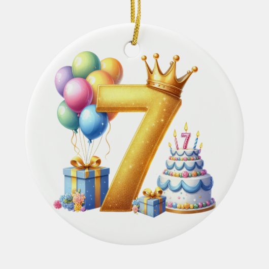 ７歳の誕生日おめでとう セラミックオーナメント (正面)