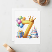 7歳の誕生日おめでとう ノートカード (正面/裏面インサイチュ)