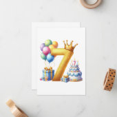 7歳の誕生日おめでとう ノートカード (正面/裏面インサイチュ)