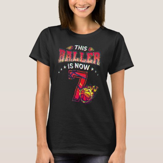 ７歳の誕生日おめでとう バスケットボール少年 Tシャツ (正面)